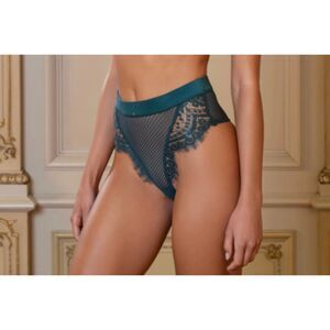Gooseberry Intimates Full On Glam Emerald Lace Thong - Sheer Mesh